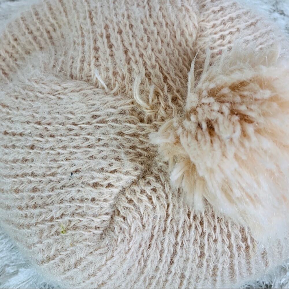 Blush Pink Tan Pageboy Stocking Hat Pom Pom - Picture 3 of 4